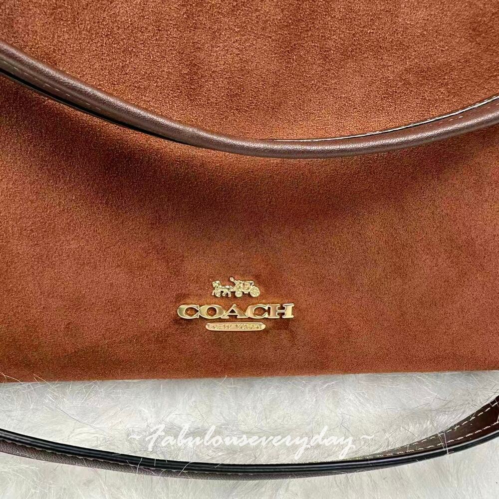 OACH Laurel Shoulder/Crossbody Bag With Tassels In Suede/Im/Brown/Maple CCC75 - Picture 5 of 8